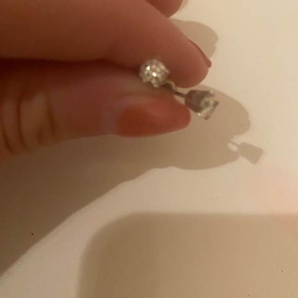 .8 carat diamond white gold earrings 14k estate - Picture 3 of 3